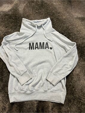 'MAMA' Heather blue Pullover Hoodie